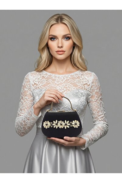 Biçanta Rochie de seară pentru femei, culoare neagră, cu sclipici, satin și p...