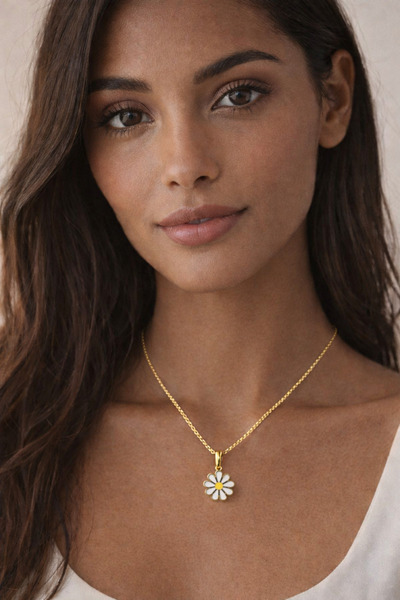 Alexander Atelier papatya mineli tasarım 14k altın kaplama 925 gümüş