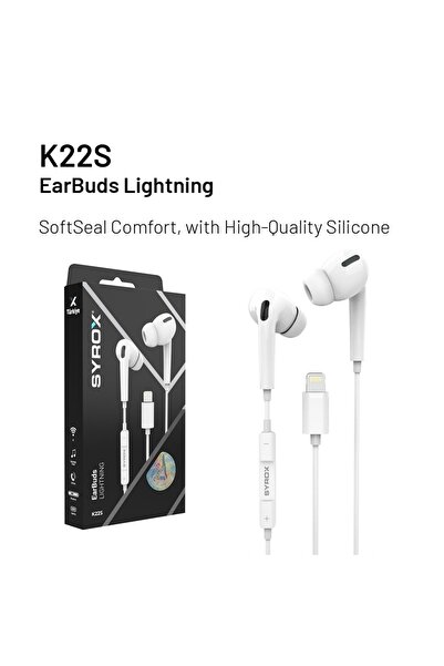 Syrox K22S Lightning Girişli Telefon Uyumlu İphone Yüksek Kaliteli Kulakiçi K...