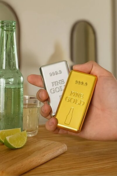 QesQin 2-dijelni set otvarača za boce u obliku ingota | Zlatni i srebrni otva...