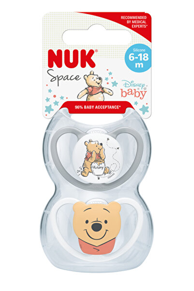 Nuk Силиконова залъгалка Space Disney Winnie the Pooh 6-18 месеца M2, комплек...