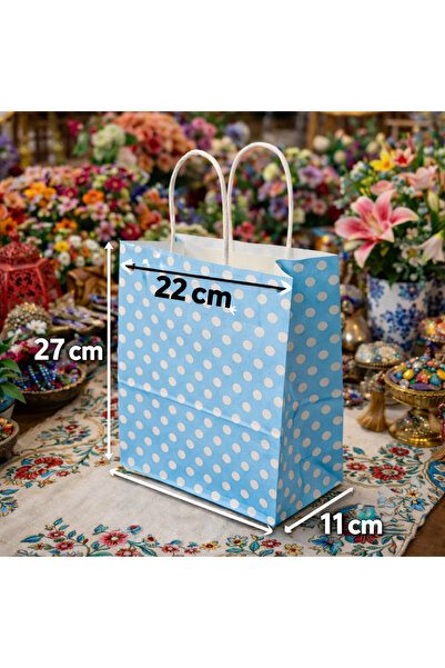 BİLGİ K K كراافت حقيبة أزرق، منقّط قطعة، حقيبة هدايا برباط حقيبة مقاس 22x27x1...