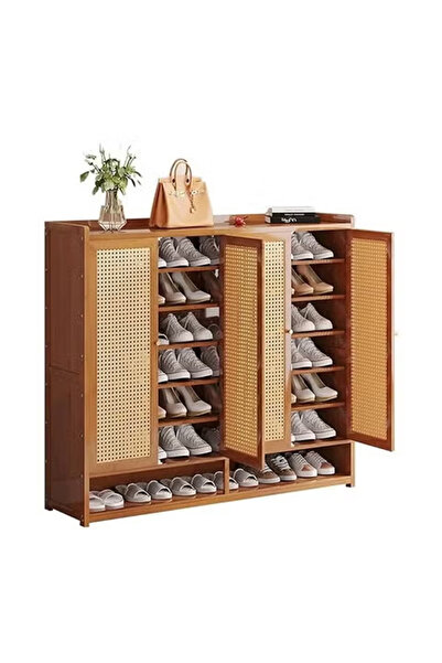 KEKE 8 Tiers Multifunctional Entryway Shoe Cabinet with 4 Doors