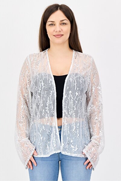 JASON WU Women Embellished Long Sleeve Open Front Shrug, White