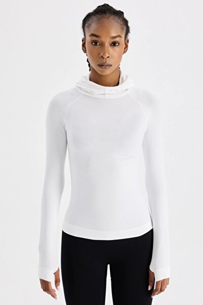 COMEUP Long Sleeve Hooded Sweatshirt White