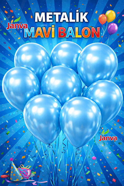 Janva 100 adet Metalik Parlak Büyük Boy Balon Parti Doğum Günü Açılış Süsleme...