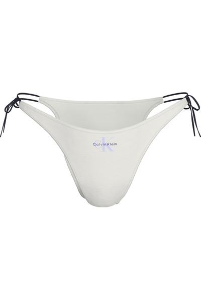 Calvin Klein Kadın Yandan Bağlamalı Logo Detaylı Beyaz Bikini Altı