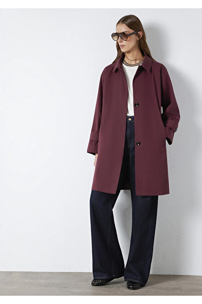 Mavi Bordo Trençkot Oversize / Geniş Kesim 1110648-70422