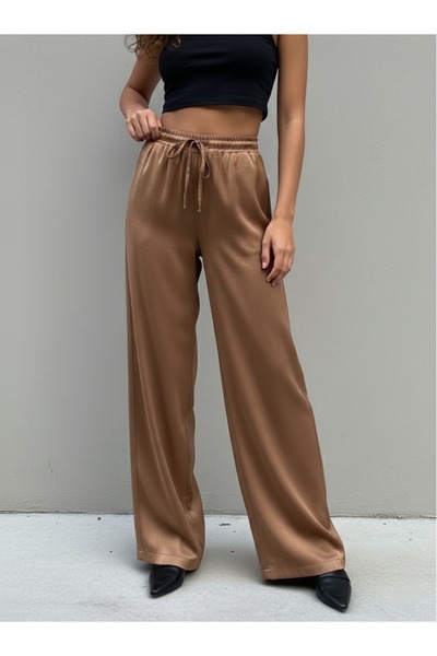 ZEYNEP RANA Women's Bol Comfortable Fit Shiny Pants