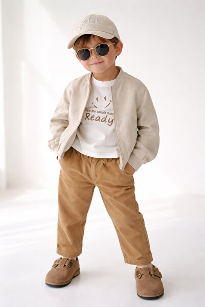 Elefantejr Linen canvas jacket trousers t-shirt 3-piece set