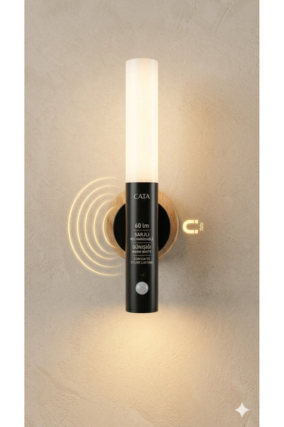 cesaa elektirik Cata Kumru siyah Kablosuz Şarjlı Sensörlü dekoratif LED Duvar...