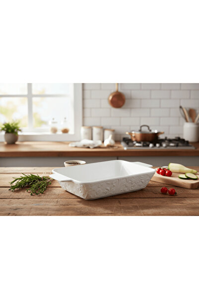 AKDC Rectangular Porcelain Oven Dish 30.5 cm*18 cm*5.5 cm, White