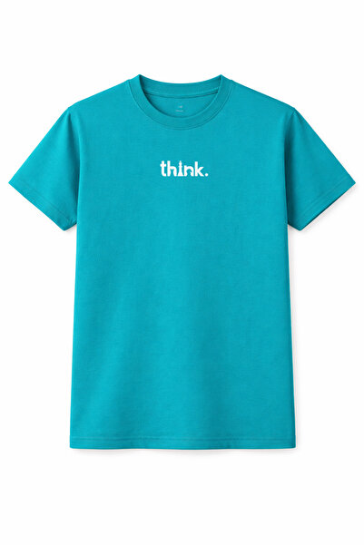 BEETON Unisex Oversized Thi̇nk B Printed T-Shirt %100 P Cotton Crew Neck Casu...