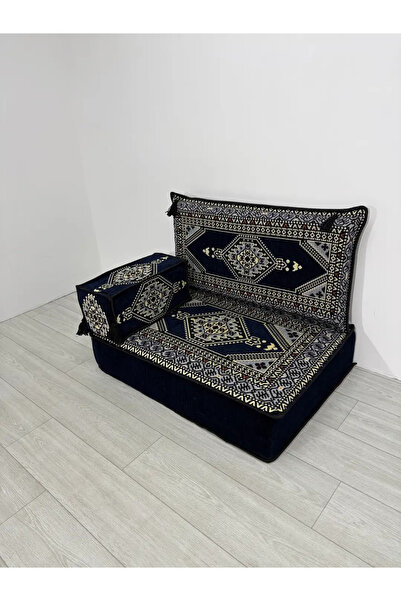 BAKIRÖZÜ HOME Şark Köşesi Takımı , 95 Cm Yer Minderi Lacivert Yahyalı Modeli ...