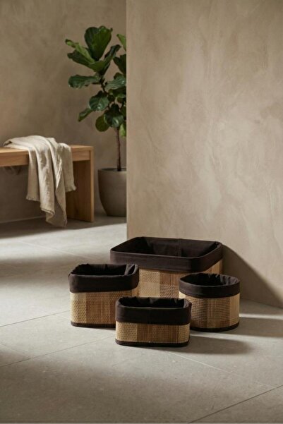 ACAR Bamboo 4-Piece Basket Set Light Brown