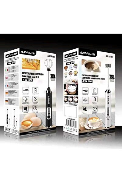 AORLIS Mixer/Spumant de Lapte Electric , Reîncărcabil USB, 3 Viteze, 2 Capete...