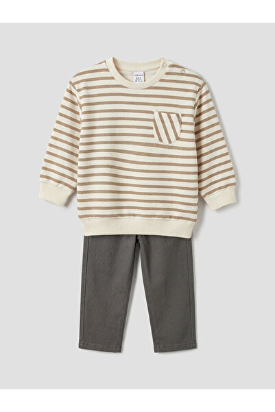 LC Waikiki Ecru baby boy sweatshirt and jean pants from gulis clothing