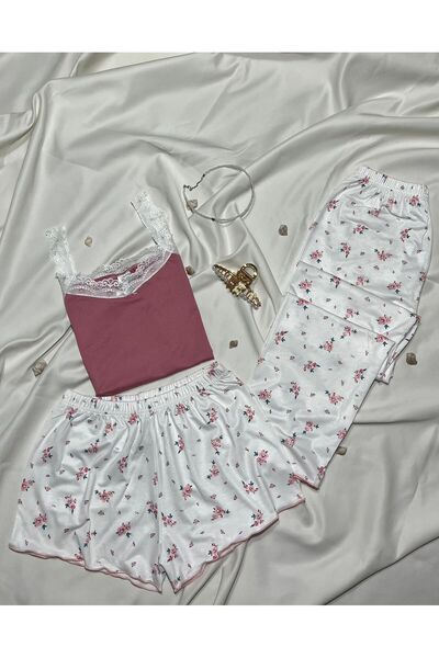 mottosleep Kadın 3'lü Şortlu Pijamalı Takım