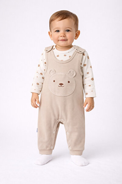 dinamik çocuk طقم رومبير للأطفال الأولاد مطرز على شكل دب مكون من 3 قطع - بدلة...