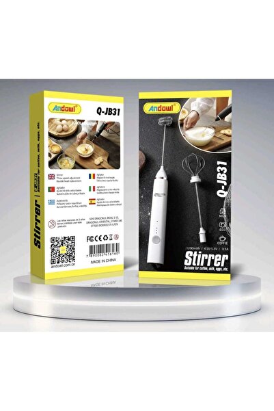 Andowl Mixer Vertical și Spumant de Lapte , 3 Viteze, Acumulator 1200mAh, 2 C...