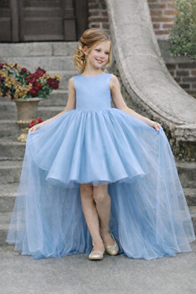 nsmkidslife Κοριτσίστικο φόρεμα μπλε μπλέ με λεπτομέρεια στο πίσω μέρος, κοντ...