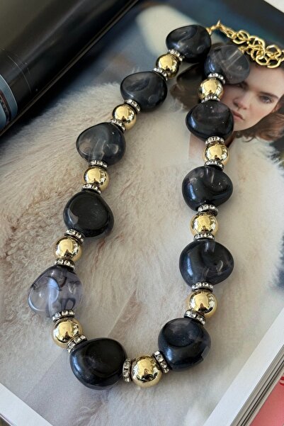 Trendy Butik Anthracite colored necklace