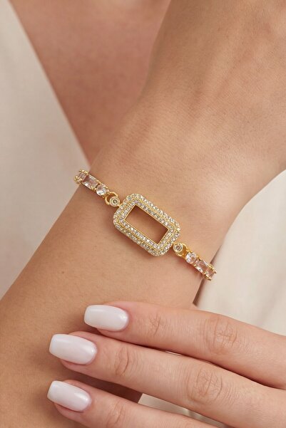 Trinidad Altın Kaplama İmitasyon Gram Çerçeve Taşlı Bileklik TRENDY