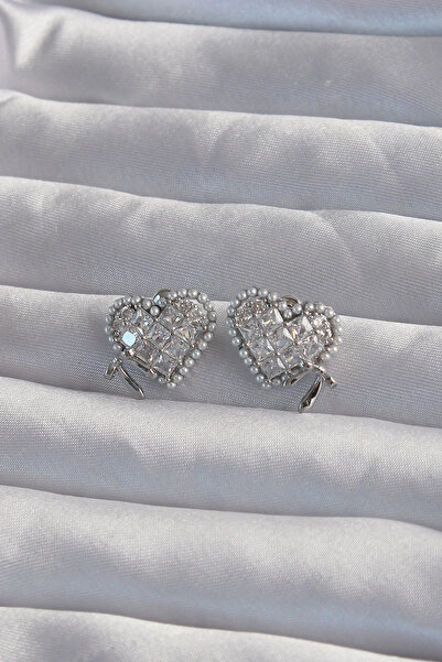 online kapsulavm avm alışveriş Brass Silver Color Bow Detail Pearl and Zircon...