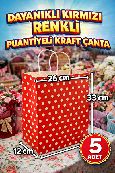 BİLGİ K K كرافت حقيبة أحمر، منقّط قطعة، حقيبة هدايا برباط حقيبة مقاس 26x33x12...