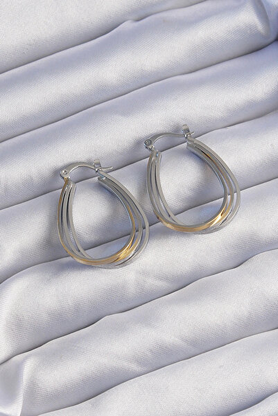 online kapsulavm avm alışveriş Brass Gold Silver Color Oval Multi-Look Earrings