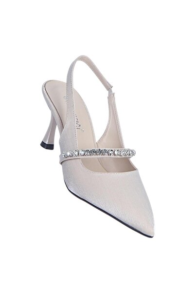 Ayakcenter Byn Ayışığı By19 Κρεμ Σατέν Γυναικείο 7εκ. Παπούτσι με τακούνι