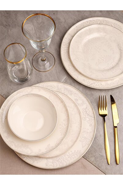 Paçi ROYAL CHARME Bonita 24 Parça Bone China Yemek Takımı – 6 Kişilik Krem De...