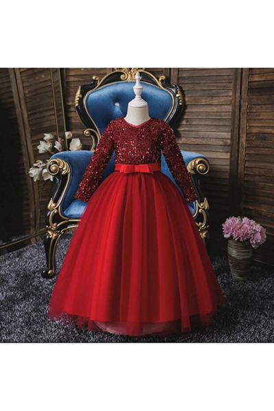 egolika kids Zara Luxury Design Evening Dress – Long Sleeve, Tulle Piece, Spa...