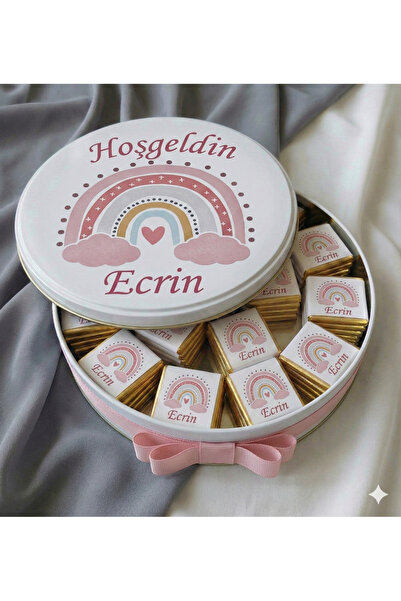 Cyz Home Metal Kutuda 100 Adet Yenidoğan Bebek Çikolatası Hoşgeldin Bebek İkr...