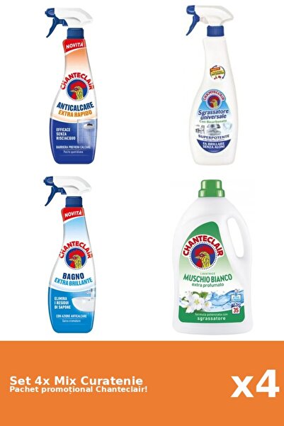Chanteclair Set 4 Mix Curatenie Chanteclair: Bicarbonat, Rapid, Clasic, Mosc Alb