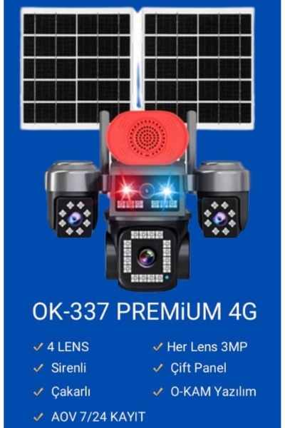 Kualite Z7PLUS 8MP 4 Kameralı 4G Çift Solar Panel 16X Zoom HiEasy AOV Gece Gö...