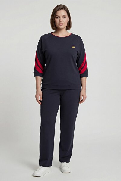 EXİTLİNE Women's Navy Blue Summer Dress with Elastic Waist and Accessories, P...