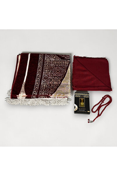 Zey-Al طقم سجادة صلاة كابي منقوش |   مجموعة هدايا معطرة تتضمن سجادة صلاة، وشا...