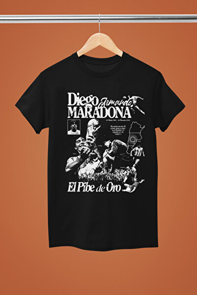 MAGORS تيشيرت مارادونا دييغو أرماندو مطبوع بأكمام قصيرة وقصة عادية مكون من قط...