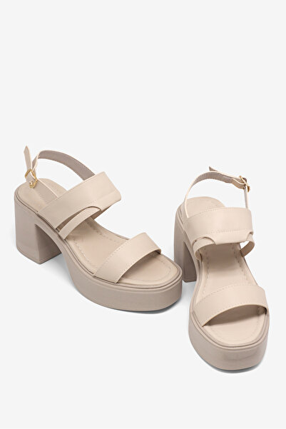 Tonny Black Ženske bež cipele udobnog kroja PU đon visoke pete Sandale