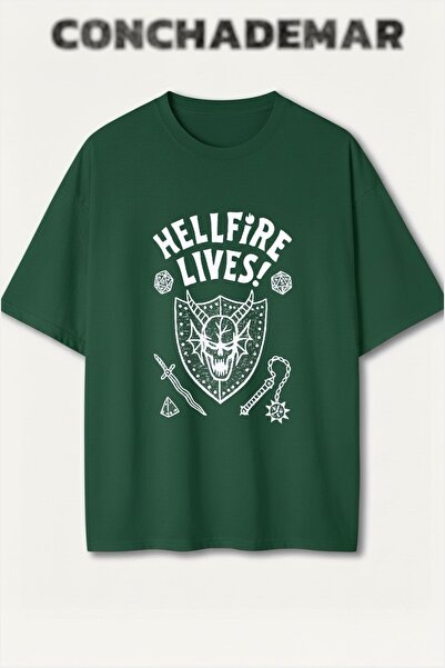 Vordevia Hellfire Lives Štampano Premium Oversize kroj Pamuk lu T-shirt