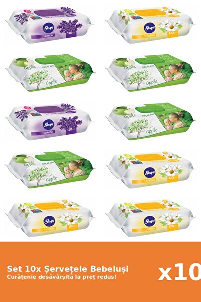 Sleepy Set of 10 Sleepy Baby Wipes: Apple, Lavender, Chamomile
