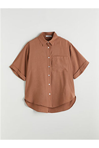 LC Waikiki Modanova Sezon Bej Modal Mixed Oversized Women's Shirt