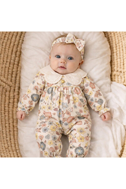 cayzen Kız bebek çiçek desenli bandanalı Tulum