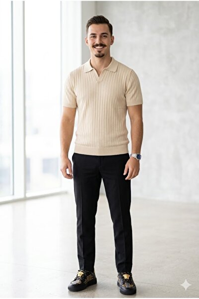 Plus Scorpion Ribbed knit polo collar T-shirt
