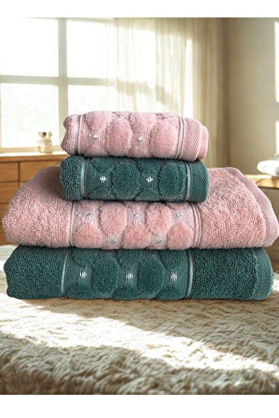 Modella Life Miosse Pure 4-Piece Cotton Piece Towel Set - 2 Pieces 50X100 Han...