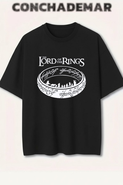 Vordevia Stăpânul Inelelor cu imprimeu Premium supradimensionat bumbac lu tricou