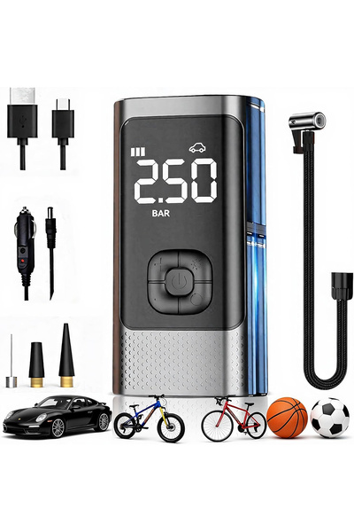 OEM Compresor Auto Portabil, Tip Baterie Externa, Manometru, Lanterna LED, De...