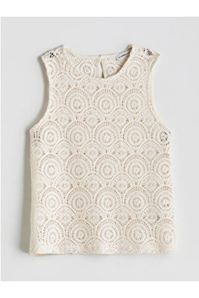 LC Waikiki MODANOVA SEZON بلوزة كروشيه حياكة دانتيل باللون البيج