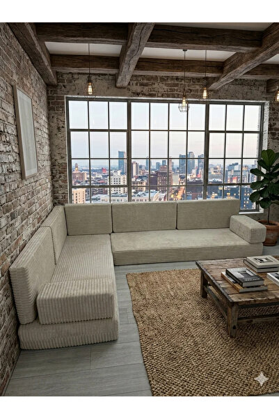 BAKIRÖZÜ HOME Premium Kadife Kumaş, Konforlu Yer Kanepesi ,Modüler Şark Köşes...